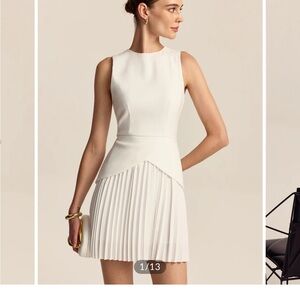 Commense Cute Winter White Pleated Mini Dress NWT bride graduation